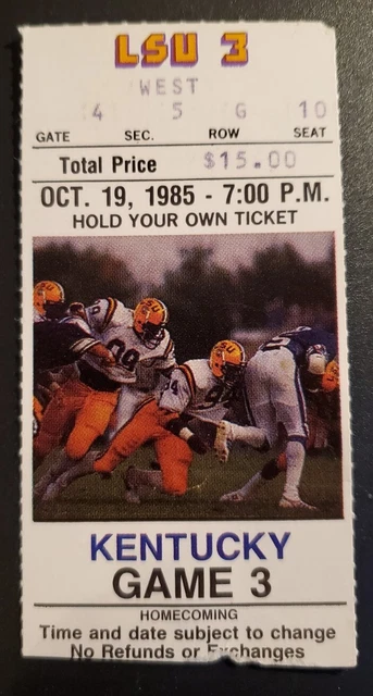 LSU Tigers Kentucky Wildcats Football Ticket Stub 10/19 1985 Dalton Hilliard TD
