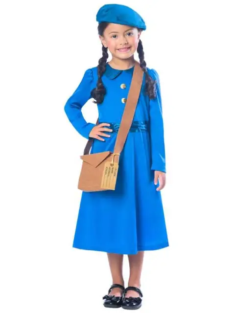 Girls Wartime School Costume World War 2 WW2 Book Day Week Fancy Dress 1940's