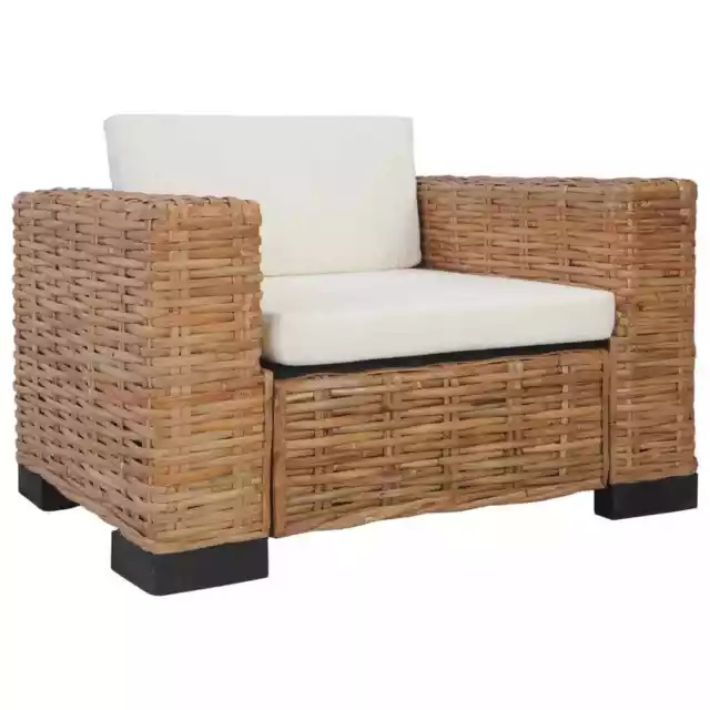 Sessel mit Auflagen Natur Rattan Loungesessel Rattansessel Wohnzimmer vidaXL