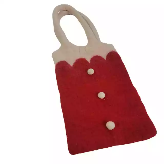 Seasons of Cannon Falls Red White felt purse Holiday Wool Shouilder Tote VINTAGE