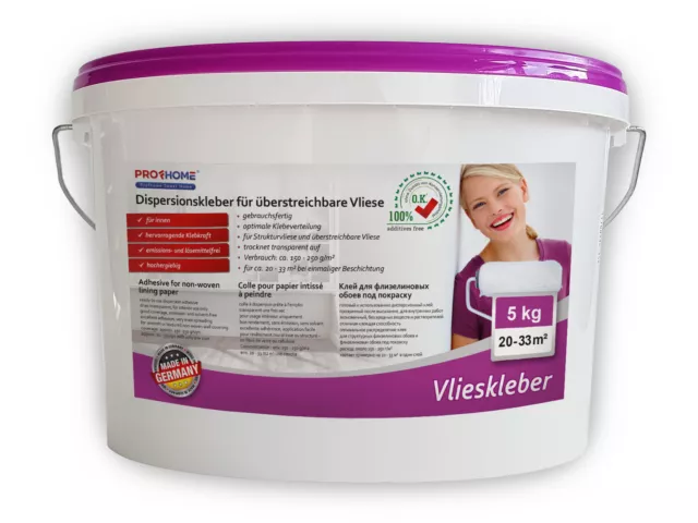 Vlieskleber Profhome Fertig-Kleber für Malervlies Renoviervlies 5 kg max 33 qm