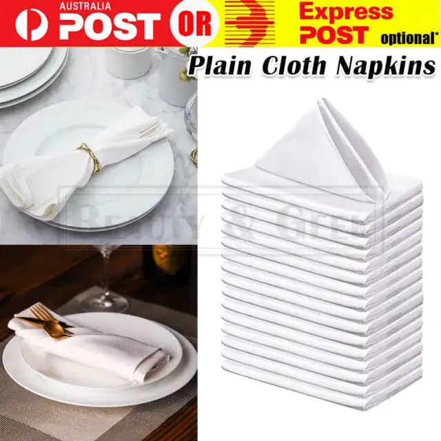 20-100PCS Polyester Plain Fabric Cotton Satin Napkins Table Cloth Wedding Dinner