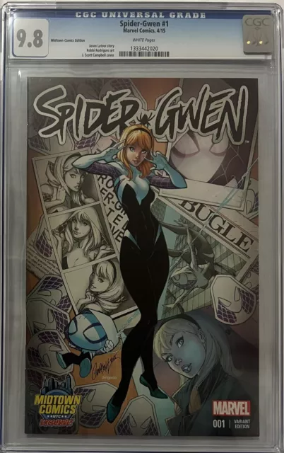 Spider-Gwen #1 Cgc 9.8 J Scott Campbell Midtown Variant 2015 First Series !🔥