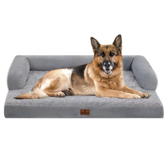Gray Large Orthopedic Memory Foam Dog Bed Waterproof Pet Mattress Washable Cover