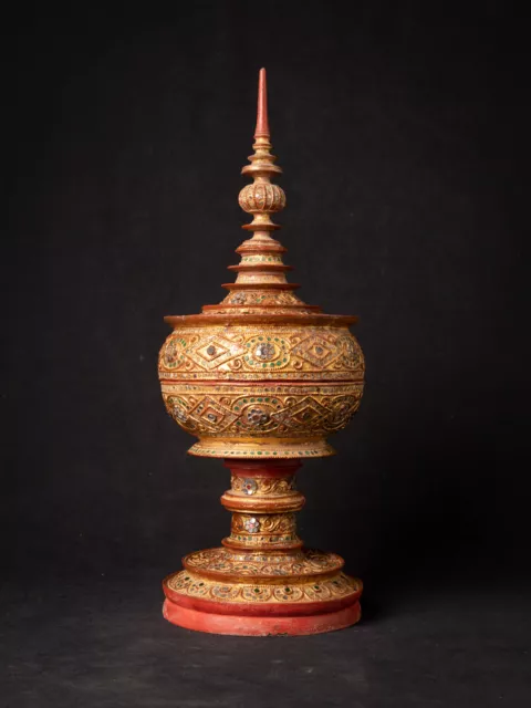 Antique wooden Burmese offering vessel from Burma, 19th century