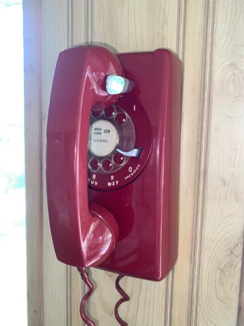 Vintage  Western Electric 554 Red Rotory Wall Phone Bell System