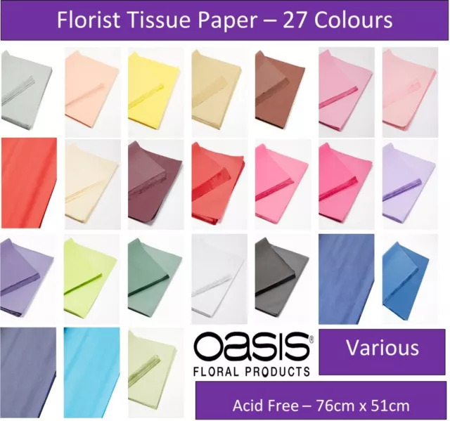 10 Large Sheets Of Quality Acid Free Tissue Paper 50cm x 75cm 20 x 30  Colours