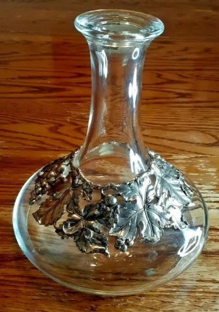 Vintage Arthur Court Designs Wine Captain's Decanter Armetale Silver Grapes 11"