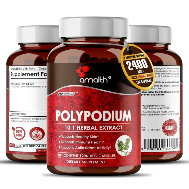 Polypodium Leucotomos (PLE) 20:1 Extract Capsules - Immune & Skin Health Supplement