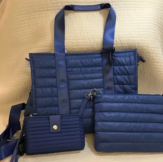 Samantha Brown To Go Tote, Crossbody & Wallet Wristlet 3 Piece Set Cobalt Blue