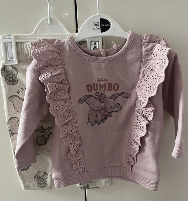 Baby Girls Purple Disney Dumbo Jumper & Leggings Set Age 3-6 Months George NEW
