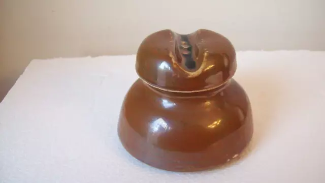 Vtg Insulator Carmel Brown Porcelain Ceramic ( Stone? RARE) Unknown Maker