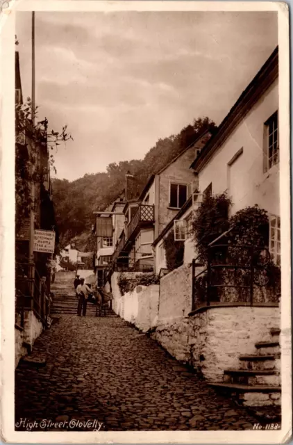 High Street Clovelly Devon 1920 Rp Real Photo Postcard