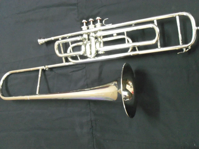 VALVE Trombone Made of Pure Brass in Polished Chrome + Mouthpc + Case +