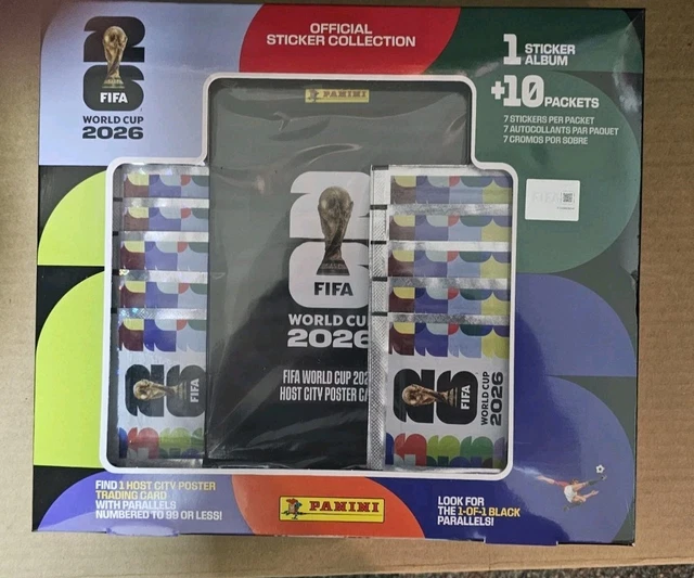 PANINI FIFA WORLD Cup 2026 Official Sticker Collection Box + Album + 10 ...