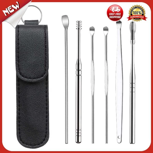 es 6pcs Ear Wax Picker Kit Health Care Curette Earpick Household Tool (Black)
