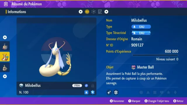 MILOBELLUS  SHINY ou NON 6IV FULL LEGIT  + OBJET - POKEMON VIOLET /ECARLATE