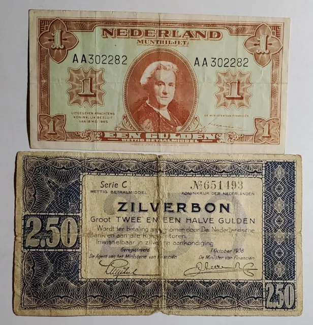 Netherlands Older 2pc Currency Lot