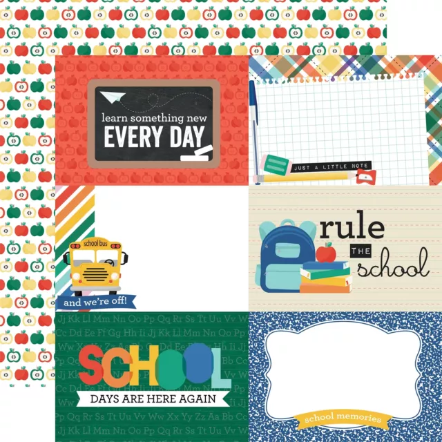 25 Pack Off To School Double-Sided Cardstock 12"X12"-6X4 Journaling Cards OTS12-