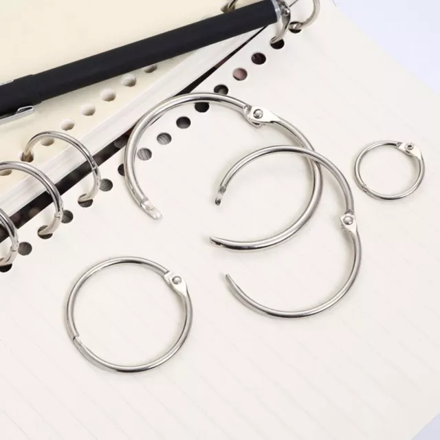 Metal Album Loose Leaf Binder Keychain Circle Hinged Rings Scrapbook Clips 3