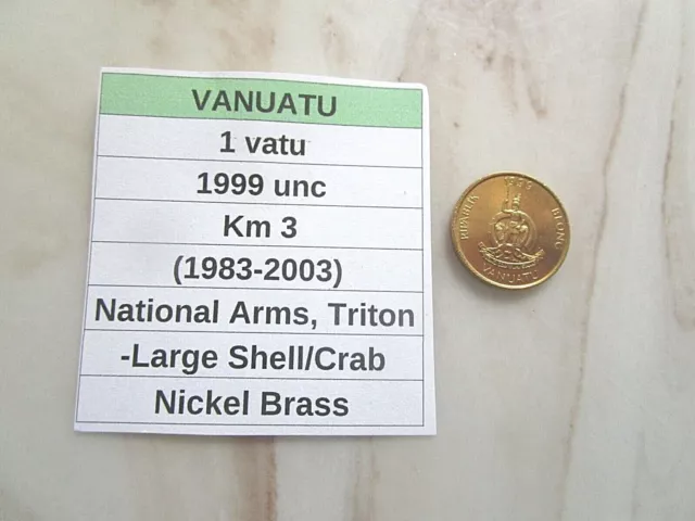 VANUATU, 1 vatu, 1999 unc, Km 3 (1983-date), Triton, Crab