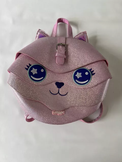 SMIGGLE BACKPACK GIRLS pink purple kitten with purse and keyring