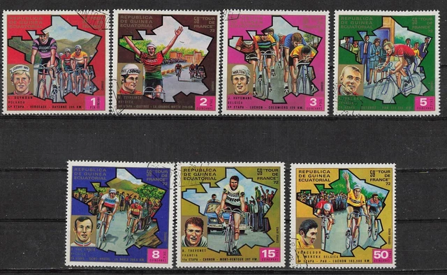 Guinea Ecuatorial - Posten mit Marken/Blöcke der 59.Tour de France -1972,☉