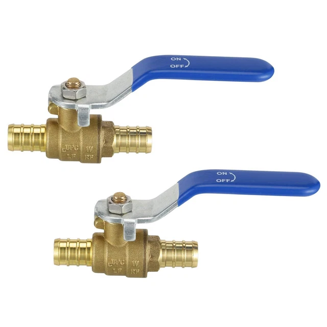 1/2 Pex Ball Valve Brass Shut Off Fitting 2 Pack Water Barb Tubing Drain with...