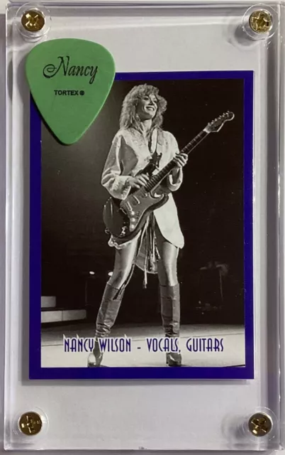 🌟Very Rare HEART Nancy Wilson trading card/ authentic tour guitar pick display!