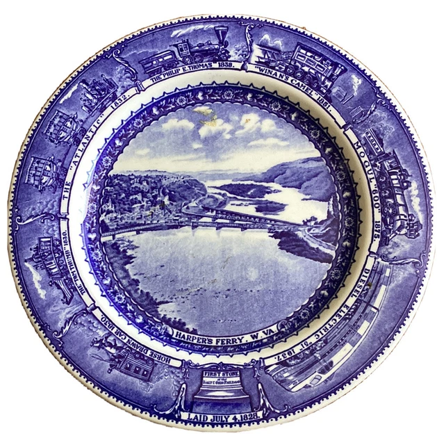 1927 Baltimore & Ohio Railroad Dinner Plate by Lamberton Harper’s Ferry CHINA 9"