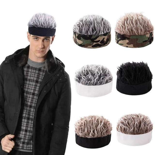 Hip Hop Beanie Hat With Spiked Fake Hair For Men Women Retro Short Wig Cap