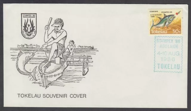 TOKELAU ISLANDS 1986 STAMPEX OVERPRINTED 50s ILLUSTRATED FDC SCARCE (181/D57616)