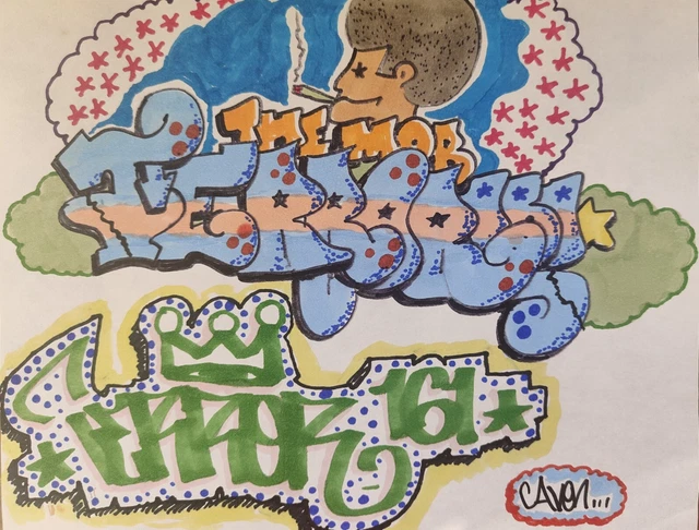 OPOIL Dessin Street Art Mixte Sur Carton 40x58cm JONONE/OBEY/RD357/MIST/COPE2