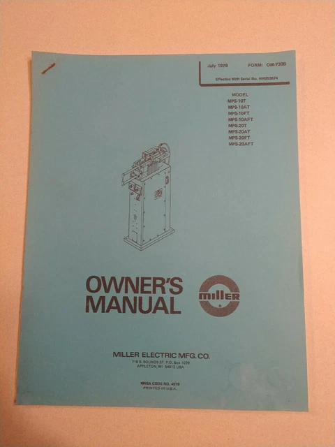 Miller Om-730B Owners Manual