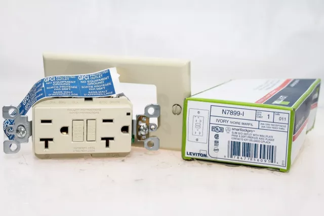 Leviton N7899-I Ivory White Slim Gfci Outlet With Wallplate! New In Box! (F32)