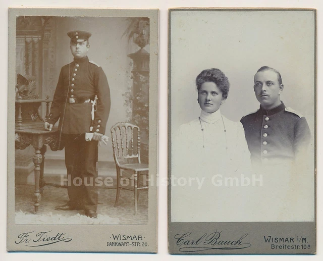 129129, 2x Portraitfoto CDV, Soldat, Füsilier Regiment 90, FR 90, Mecklenburg