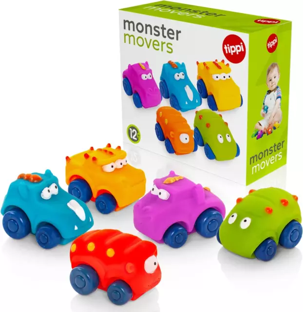 Tippi Monster Movers 5 Soft Play Baby Spielzeug Autos - Spielzeug Auto Set für 1 Jahr alt - 12