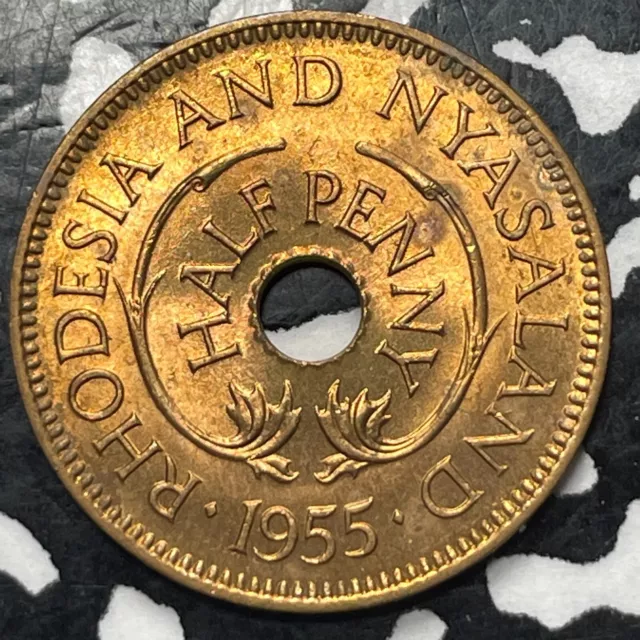 1955 Rhodesia & Nyasaland 1/2 Penny Half Penny Lot#M3136 High Grade! Beautiful!