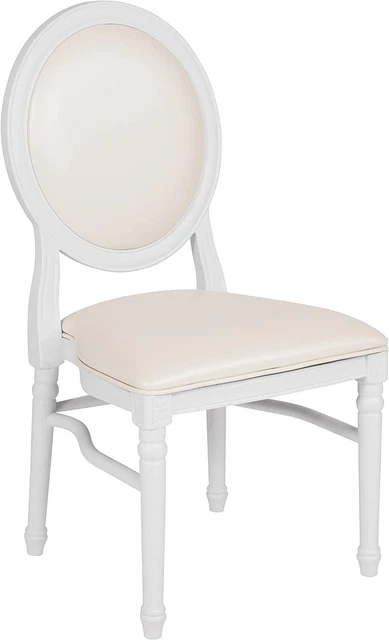 HERCULES Series 900 Lb. Capacity King Louis Chair with White Vinyl Back and Seat