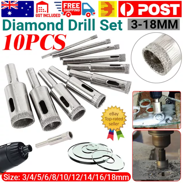 10 Pcs Diamond Glass Drill Set Drill Bit Cutter Drill Holes Saw Core Drill Tool