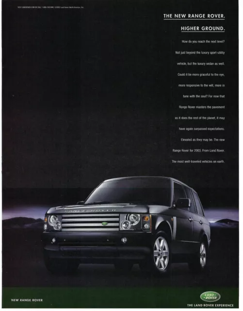2003 Land Rover Range Rover Higher Ground Vintage Magazine Print Ad/Poster