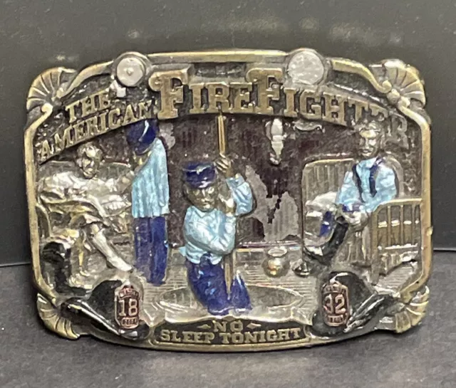 Vtg THE AMERICAN FIREFIGHTER Belt Buckle American Buckle co. Fireman Fire