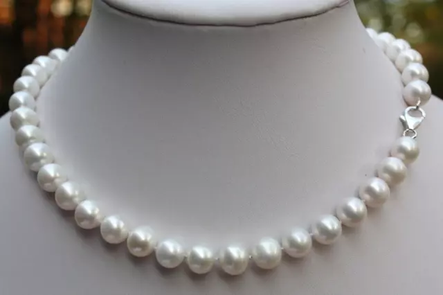 AAA 50cm 10mm Echt Zucht Süßwasser Perlenschmuck Halsketten Perlenkette Collier