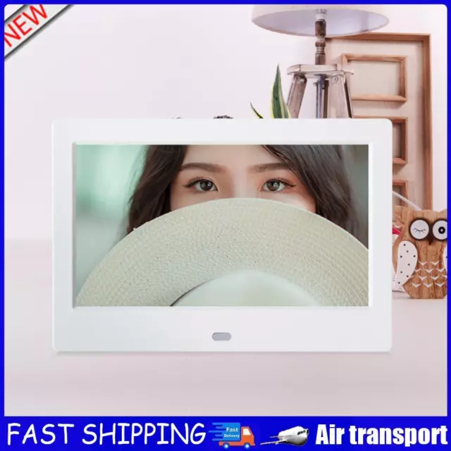 2Pcs 7 inch LED 800x480 Digital Photo Frame Alarm Clock MP3 Movie Player (White)