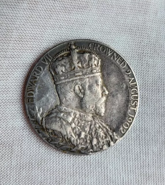 1902 Edward VII & Queen Alexandra Coronation Medal Silver 12.7g