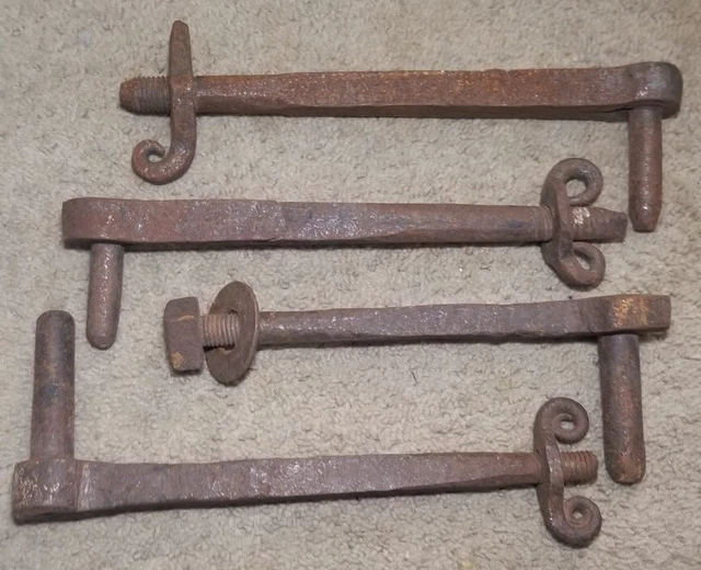 4 Vintage Door Gate Hinge Pin Bolts  Primitive Antique Farm Barn Architectural