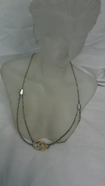 Stunning Movado sterling 925 18k interlocking diamond  necklace