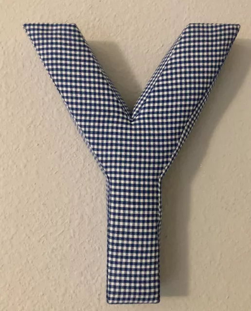 Fabric Covered Wall Letter - Blue Gingham - Letter Y