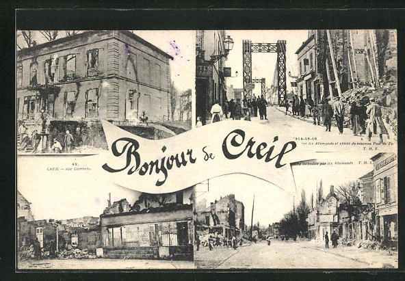 CPA Creil, Rue Gambetta, Pont de Fer