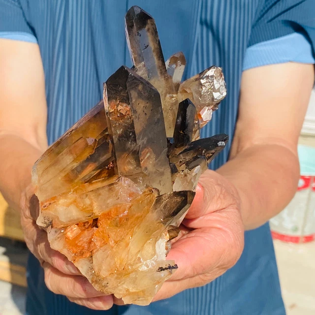 1.96LB Natural Citrine cluster mineral specimen quartz crystal healing.